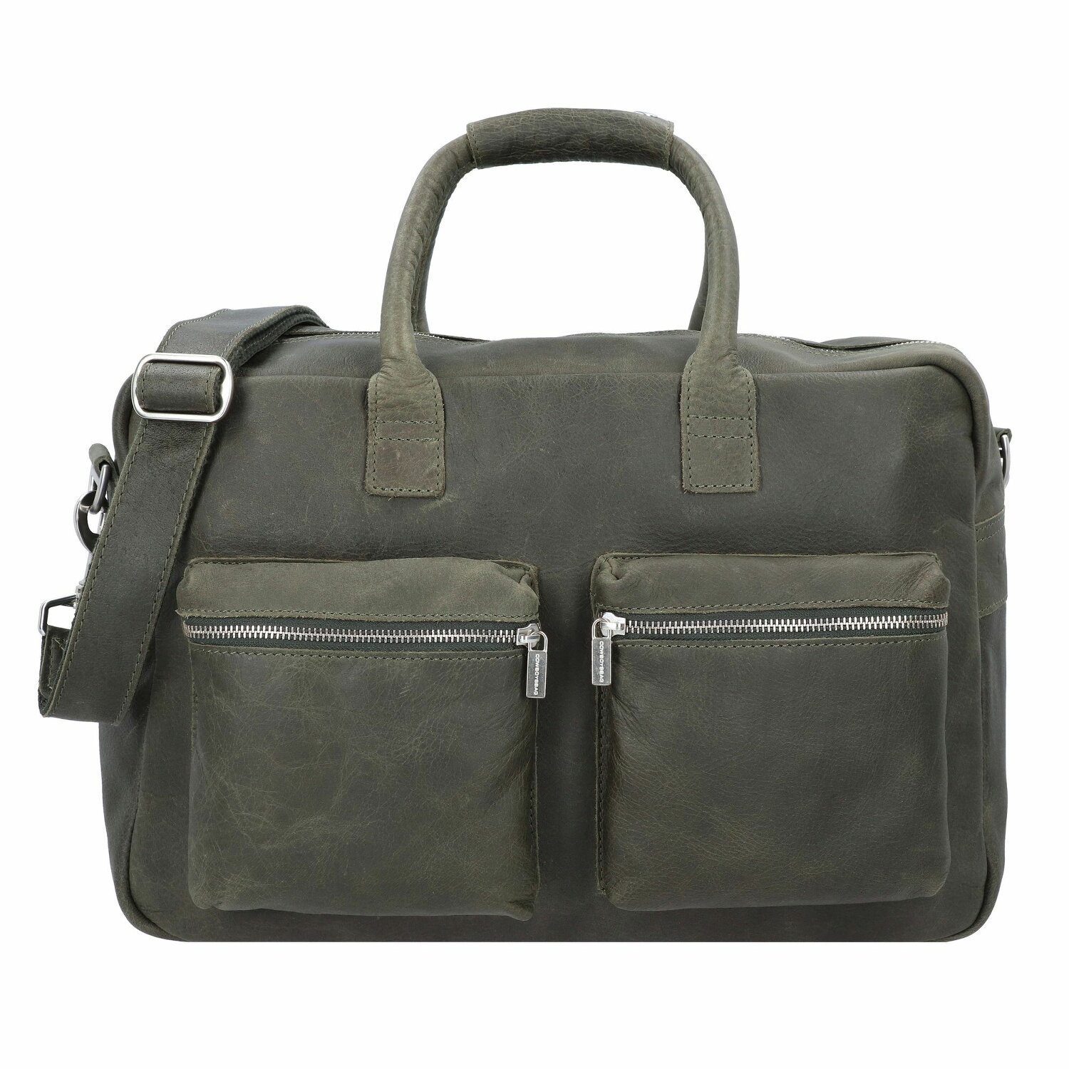El maletín universitario de cuero con compartimento para el portátil de 42 cm dark