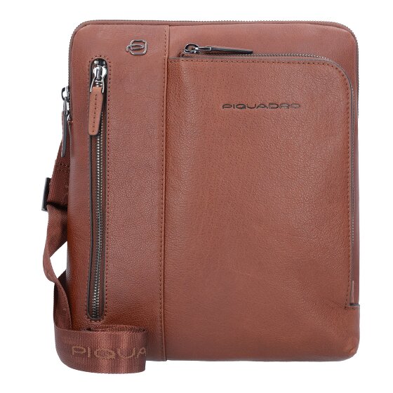 Piquadro Bolso cuadrado negro de cuero 24 cm