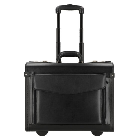 Dermata Trolley de cuero de 2 ruedas con compartimento para portátil de 45,5 cm