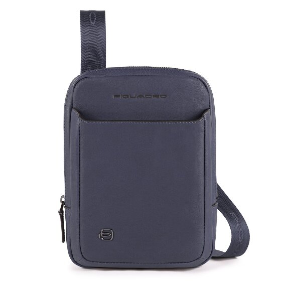 Piquadro Bolso cuadrado negro de cuero 17 cm