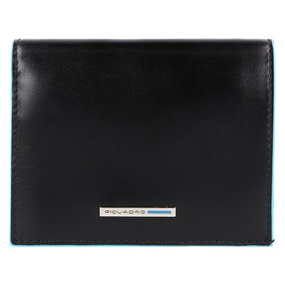 Piquadro Billetera cuadrada azul de cuero 11 cm