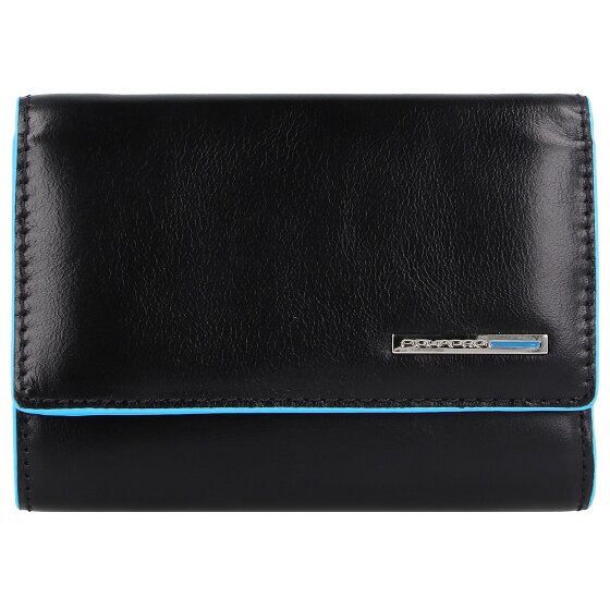 Piquadro Billetera cuadrada azul de cuero RFID 12 cm