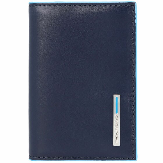 Piquadro Funda cuadrada azul para llaves de cuero de 6,5 cm