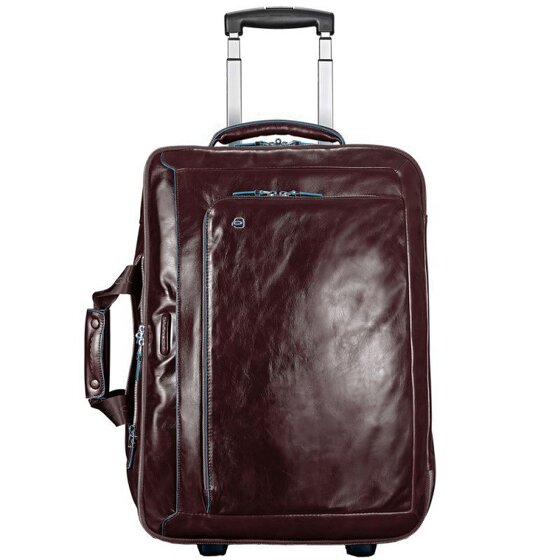 Piquadro Trolley de negocios cuadrado azul de 2 ruedas de cuero Compartimento para portátil de 51 cm