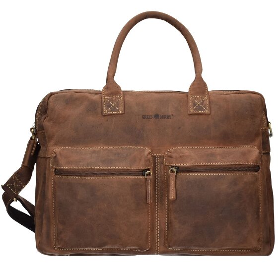 Greenburry Maletín Vintage de cuero con compartimento para el portátil de 40 cm