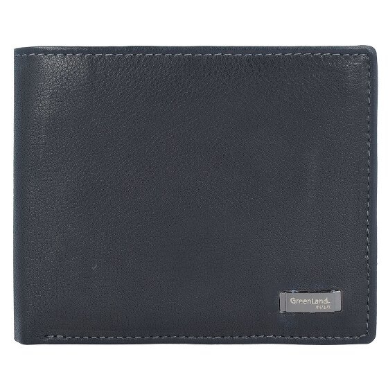 Greenland Nature Billetera de napa negra de cuero RFID 11 cm