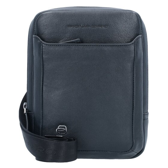 Piquadro Bolso cuadrado negro de cuero 17 cm