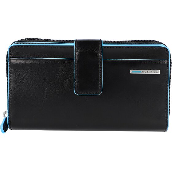 Piquadro Cartera cuadrada azul de piel RFID 17,5 cm