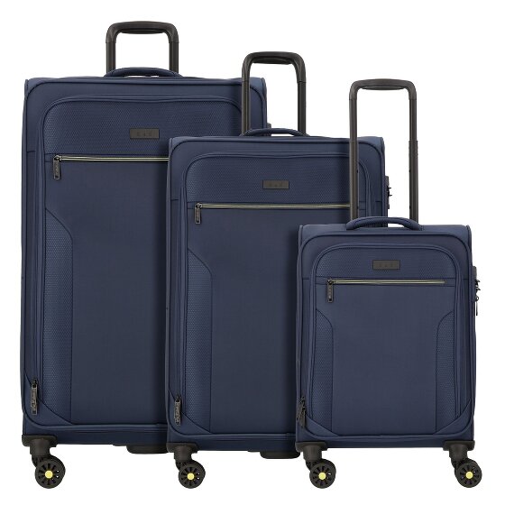 d&n Travel Line 9704 4 ruedas Juego de maletas 3 piezas con pliegue de expansión