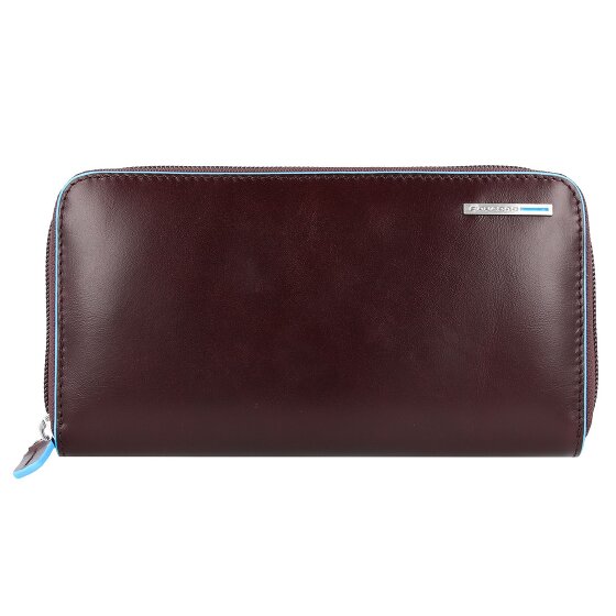 Piquadro Billetera cuadrada azul de cuero RFID 19 cm