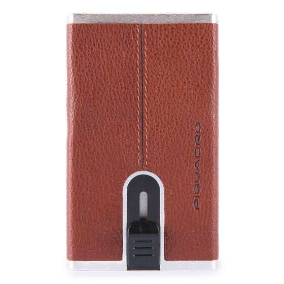 Piquadro Funda cuadrada negra para tarjetas de crédito RFID Piel 6 cm