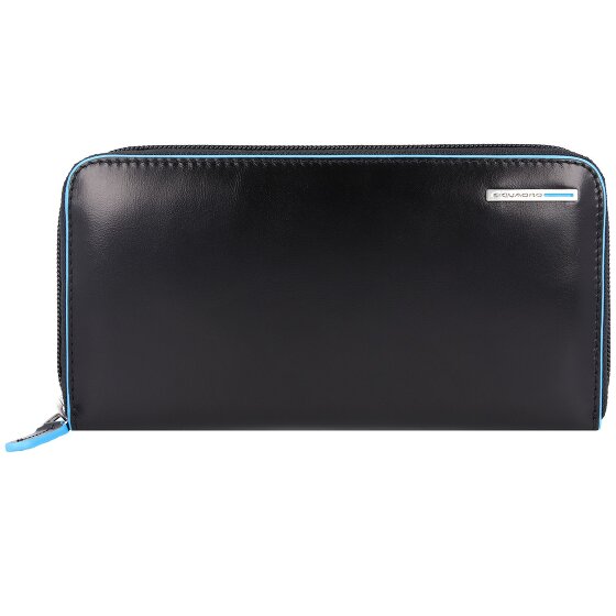 Piquadro Billetera cuadrada azul de cuero RFID 19 cm