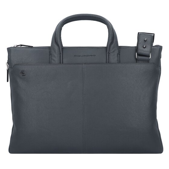 Piquadro Maletín cuadrado negro de piel 42 cm Compartimento para el portátil