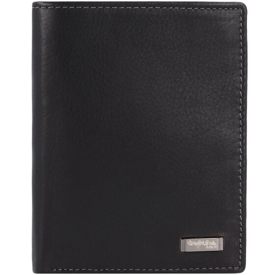 Greenland Nature Billetera de napa negra de cuero RFID 9,5 cm