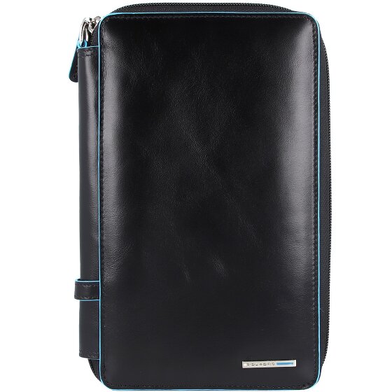 Piquadro Estuche de viaje cuadrado azul de piel 14 cm