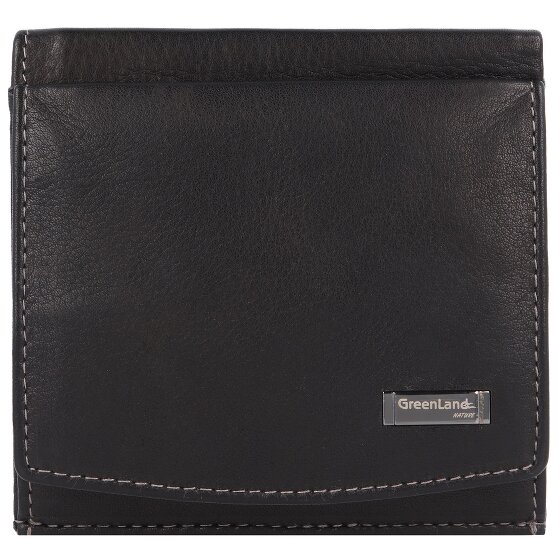 Greenland Nature Billetera de napa negra de cuero RFID 9,5 cm