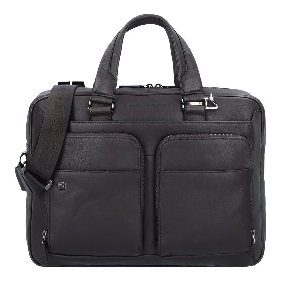 Piquadro Maletín negro cuadrado compartimento para portátil de 39 cm