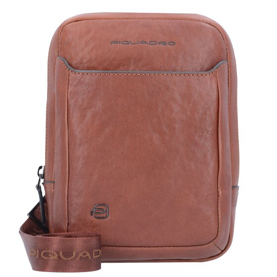 Piquadro Bolso cuadrado negro de cuero 17 cm