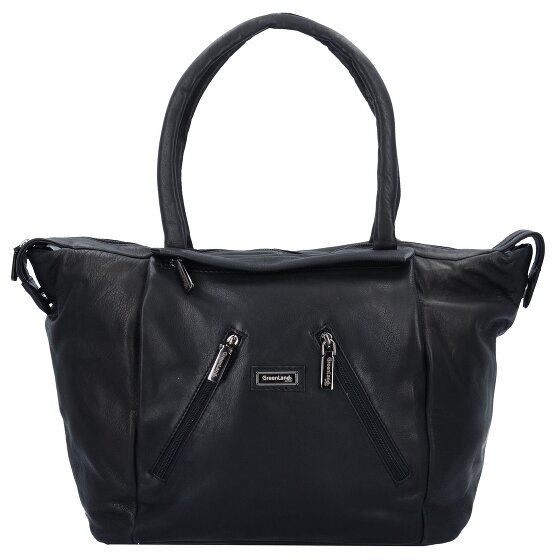 Greenland Nature Bolso shopper de napa negro 33 cm