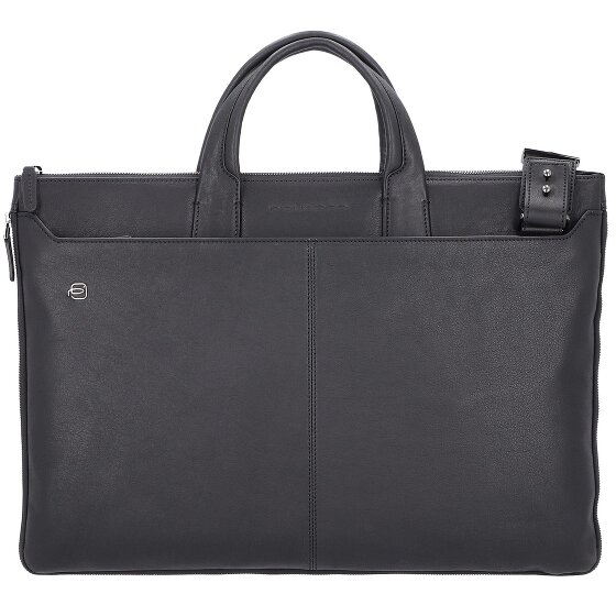 Piquadro Bolsa cuadrada negra para portátil Piel 47 cm