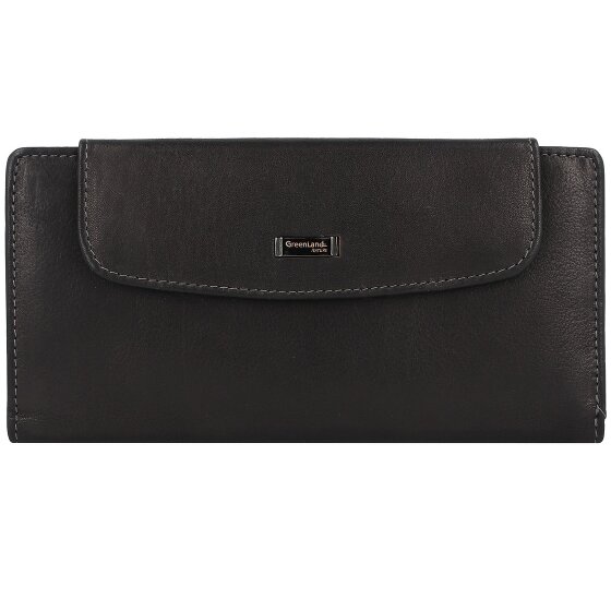 Greenland Nature Billetera de napa negra de cuero RFID 19 cm