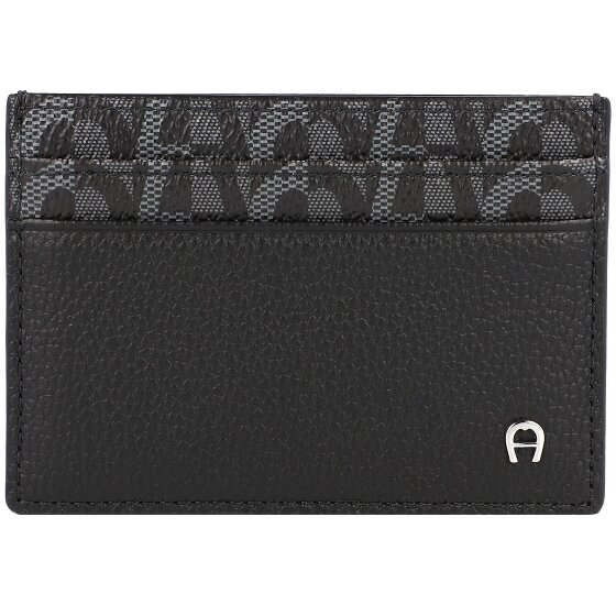 AIGNER Estuche para tarjetas de crédito de piel con logotipo 10 cm