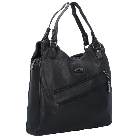 Greenland Nature Bolso de hombro de cuero napa negro 38 cm