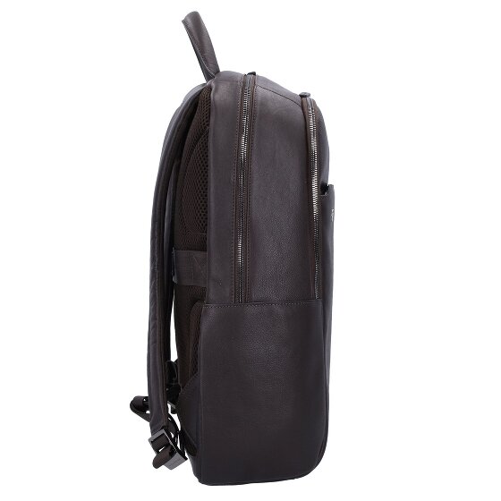 Piquadro Mochila cuadrada negra Piel 44 cm Compartimento para portátil