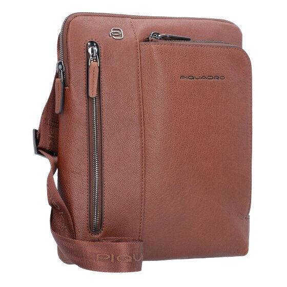Piquadro Bolso cuadrado negro de cuero 24 cm