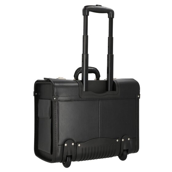 Dermata Trolley de cuero de 2 ruedas con compartimento para portátil de 45,5 cm