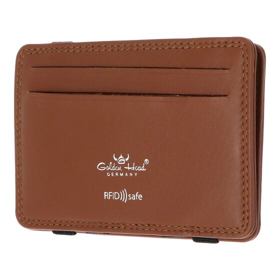 Golden Head Polo Estuche para tarjetas de crédito Bloqueo RFID Piel natural 7.5 cm