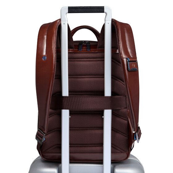 Piquadro Blue Square Mochila de día Protección RFID Piel 37 cm Compartimento para el portátil