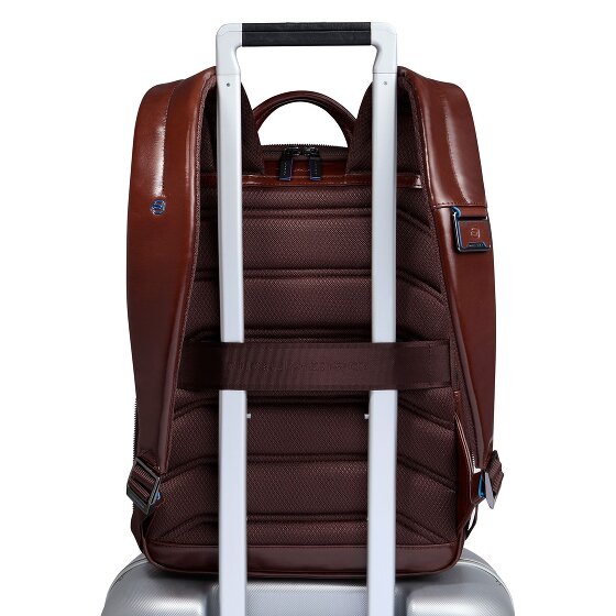 Piquadro Blue Square Mochila de día Protección RFID Piel 37 cm Compartimento para el portátil