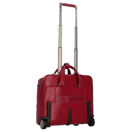 Piquadro Trolley azul cuadrado de 2 ruedas de cuero con compartimento para el portátil de 36 cm