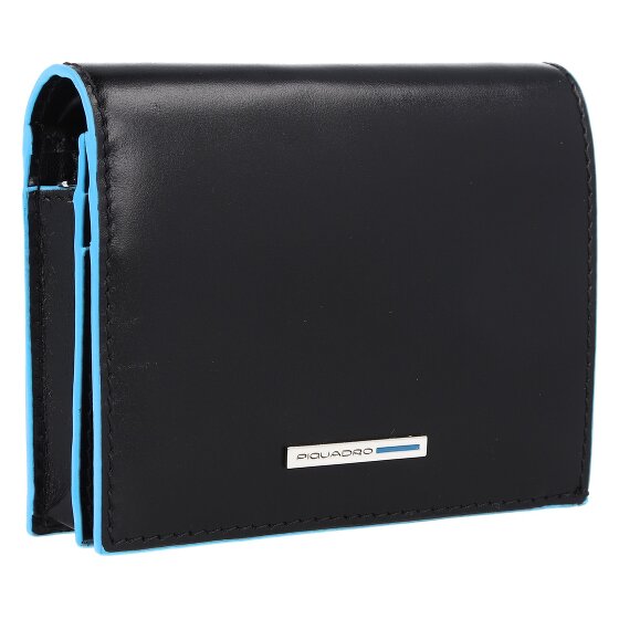 Piquadro Billetera cuadrada azul de cuero 11 cm