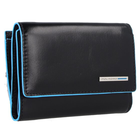 Piquadro Billetera cuadrada azul de cuero RFID 12 cm