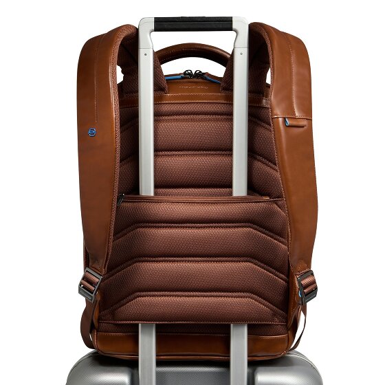 Piquadro Blue Square Mochila de día Protección RFID Piel 39 cm Compartimento para el portátil