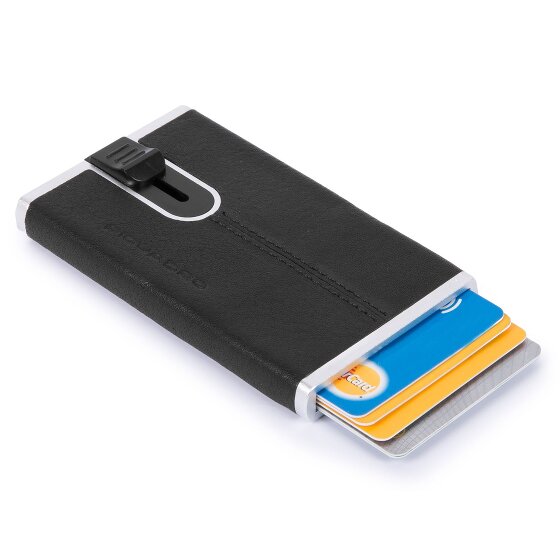 Piquadro Funda cuadrada negra para tarjetas de crédito RFID Piel 6 cm