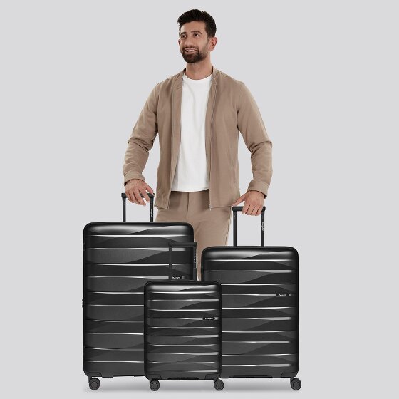 Bergpfeil Juego de maletas de viaje de 4 ruedas, 3 piezas, con plegado extensible