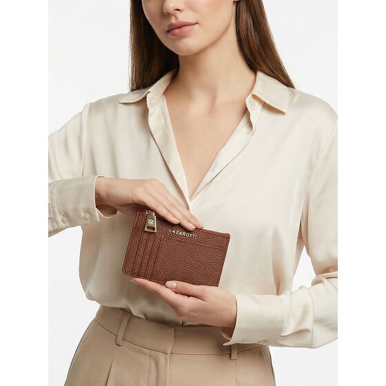 Lazarotti Bolonia Llavero de cuero Tarjetero de cuero de 11,5 cm con compartimento para etiqueta de aire