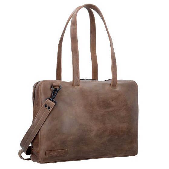Plevier Bolso de hombro de cuero puro 43 cm Compartimento para portátil