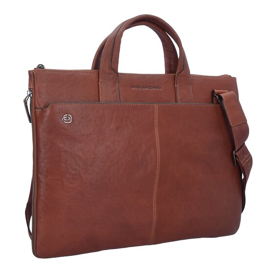 Piquadro Maletín cuadrado negro de piel 42 cm Compartimento para el portátil