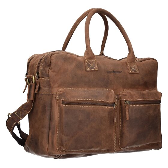 Greenburry Maletín Vintage de cuero con compartimento para el portátil de 40 cm