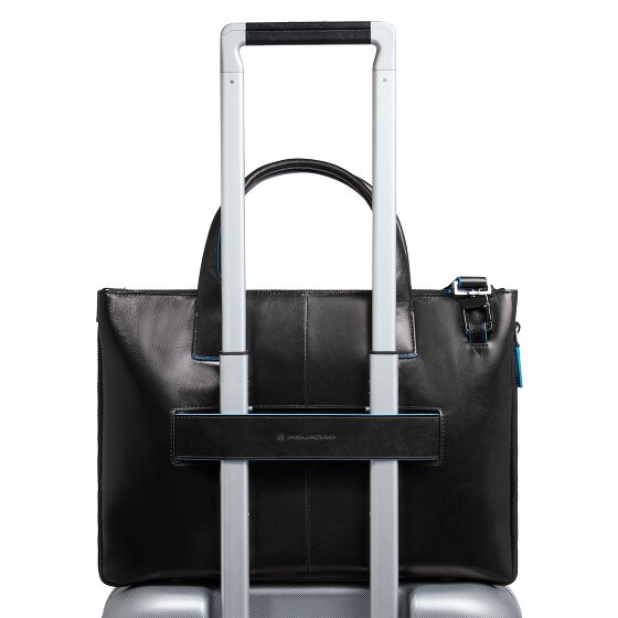 Piquadro Blue Square Bolsa de compras Piel 38 cm Compartimento para el portátil con pliegue de expansión