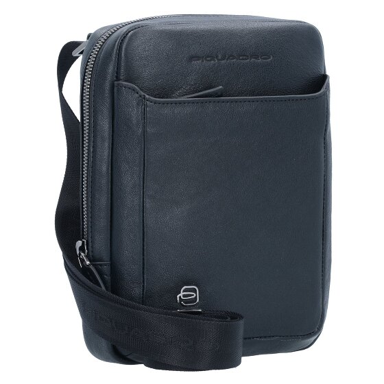 Piquadro Bolso cuadrado negro de cuero 17 cm