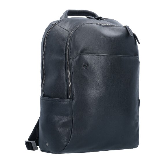 Piquadro Mochila cuadrada negra Piel 39 cm Compartimento para portátil