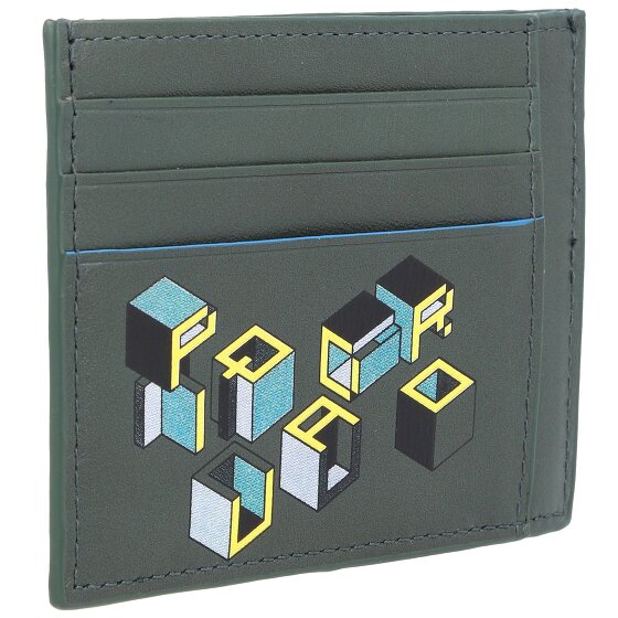 Piquadro Portatarjetas de crédito Revamp cuadrado azul cuero RFID 11,5 cm