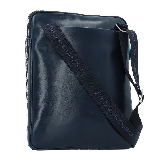 Piquadro Bolso cuadrado azul de cuero 21 cm