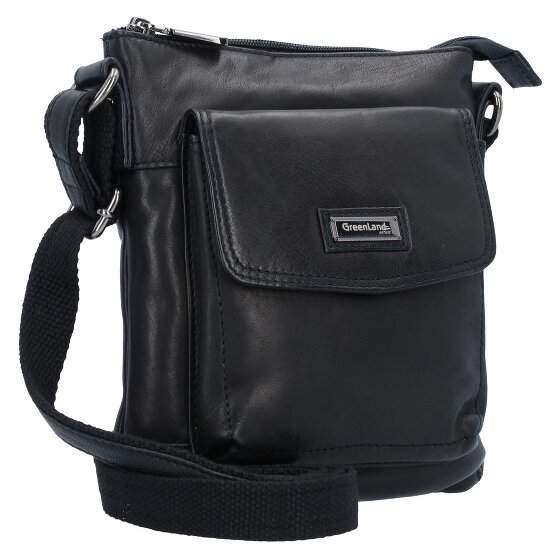 Greenland Nature Bolso de hombro de cuero napa negro 21 cm