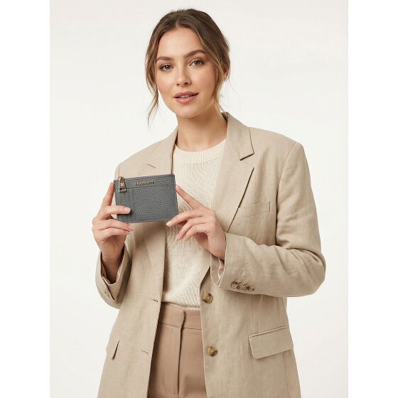 Lazarotti Bolonia Llavero de cuero Tarjetero de cuero de 11,5 cm con compartimento para etiqueta de aire